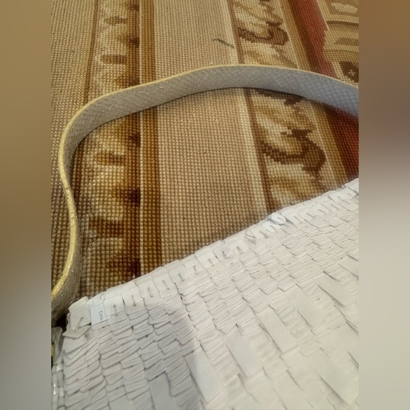 Vintage Fendi Sequins Baguette White Designer Shoulder Bag With Lizard Accents - Picture 14 of 16